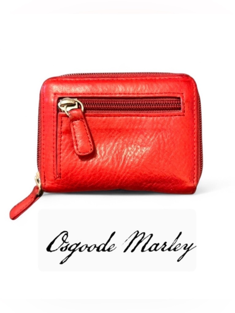 Osgoode Marley Genuine Leather Red Accordian Style Lightweight RFID Wallet